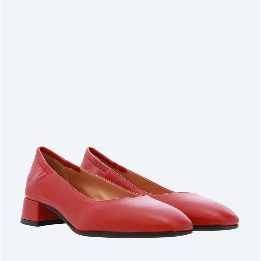 Red Leather Ballet Heels